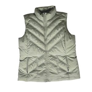 Eddie Bauer Premium Goose Down Puffer Full Zip Vest Women XL Green Active